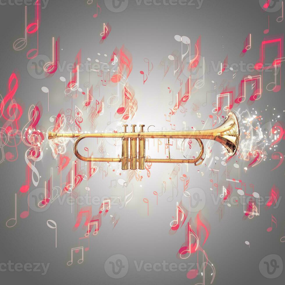 Trumpet and music notes photo
