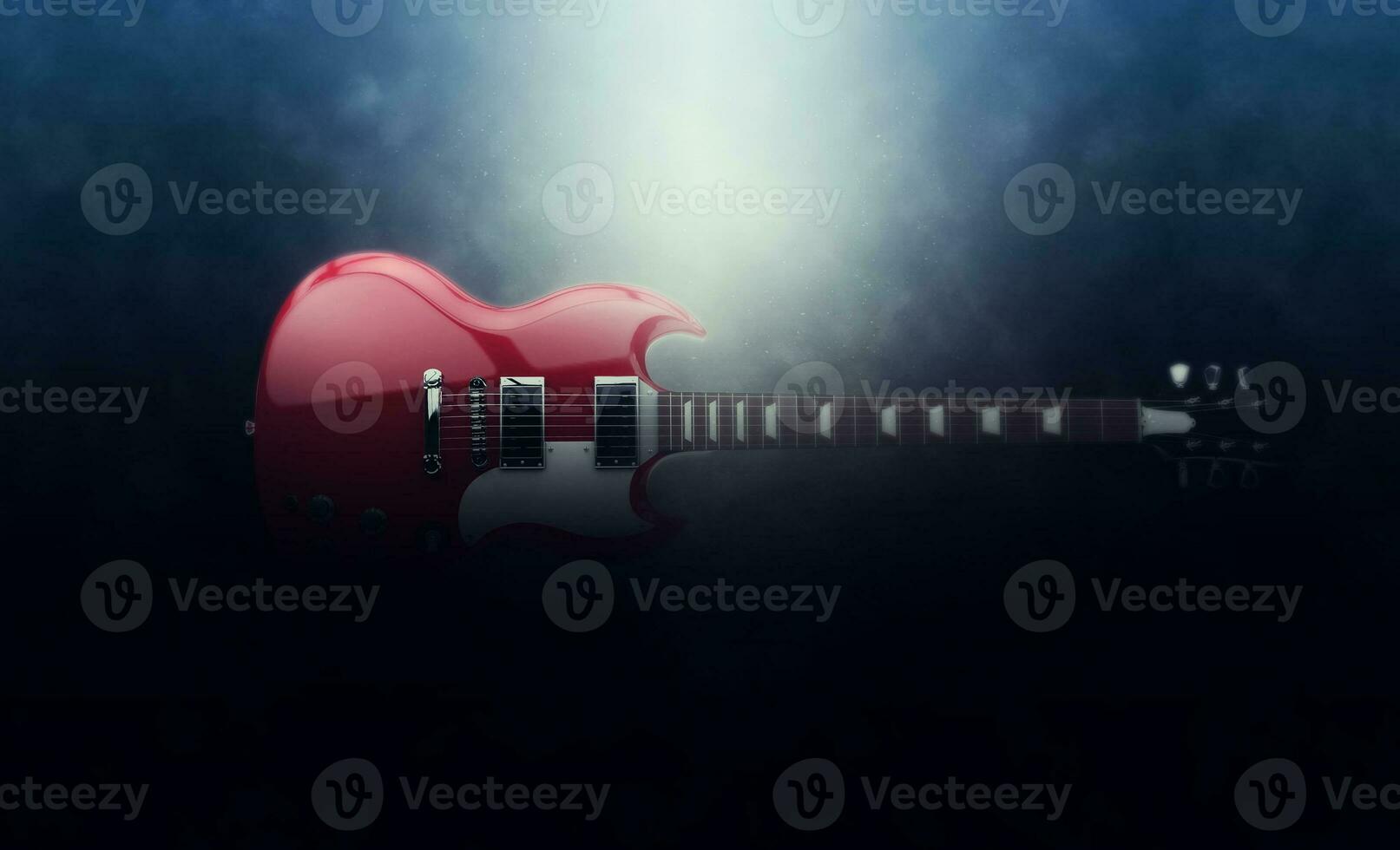 Epic red hard rock guitar photo