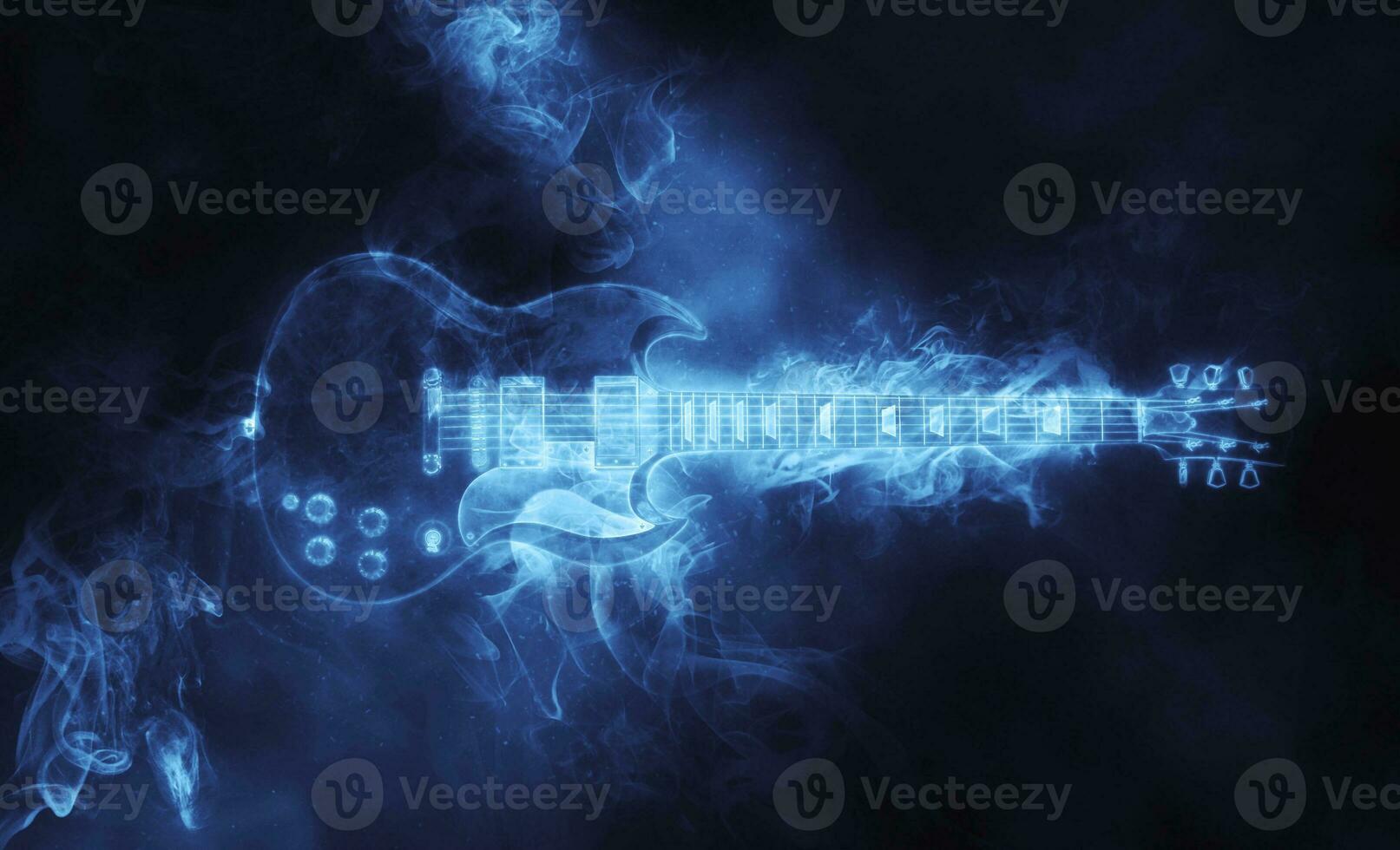 Awesome hard rock guitar in smoke form photo