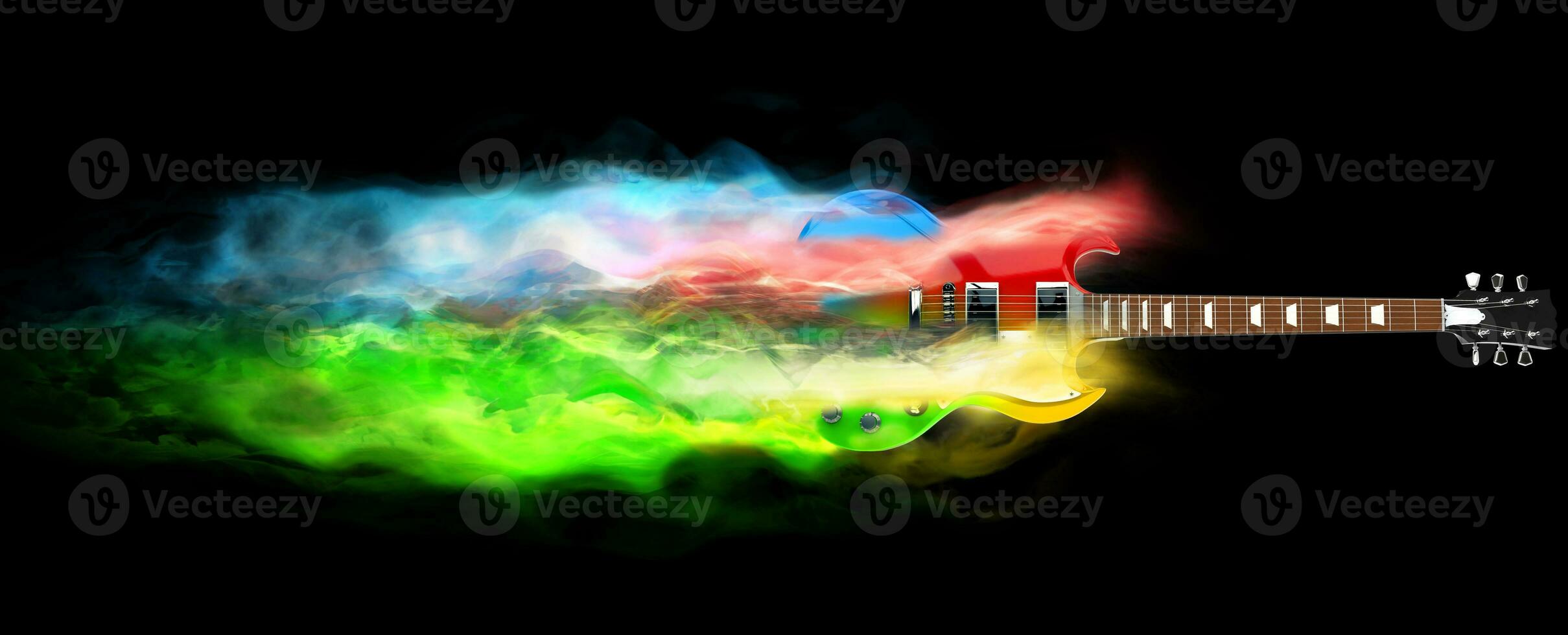 Colorful hard rock guitar - magic smoke FX photo