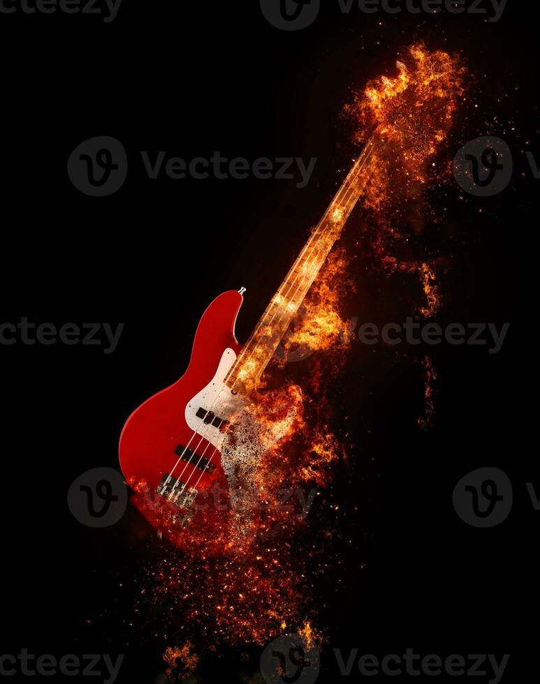 épico rock bajo guitarra en fuego foto