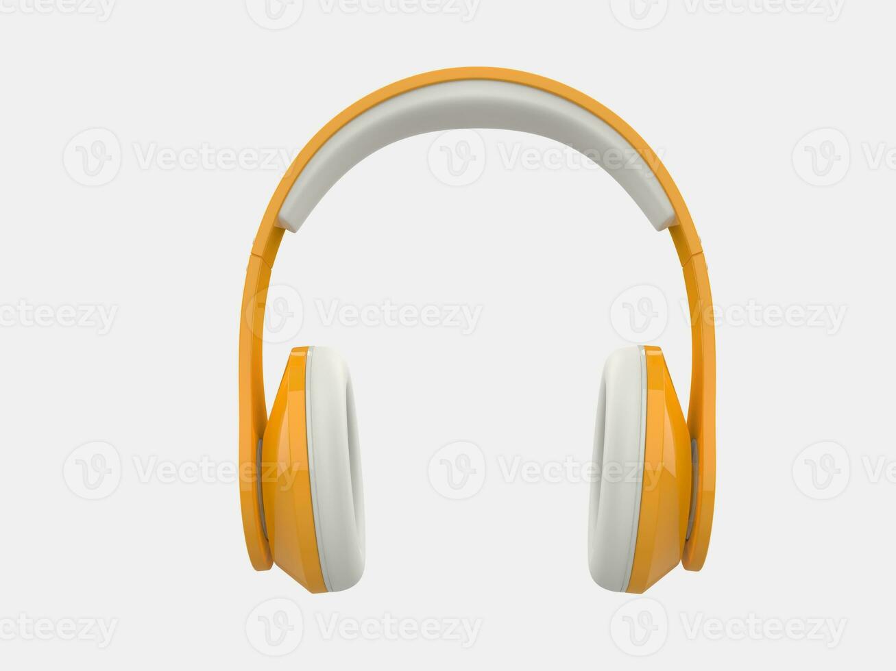 Sun yellow modern wireless headphones - front view photo