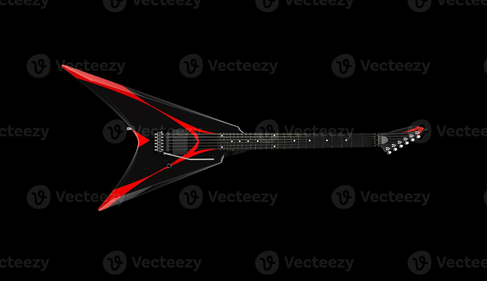 Black heavy metal electric guitar with custom red stripes photo