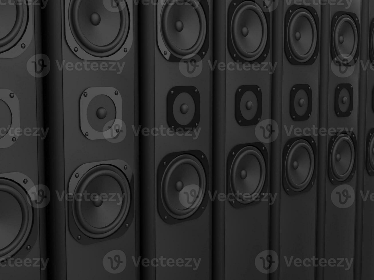 Matte black modern music speakers - angled shot photo