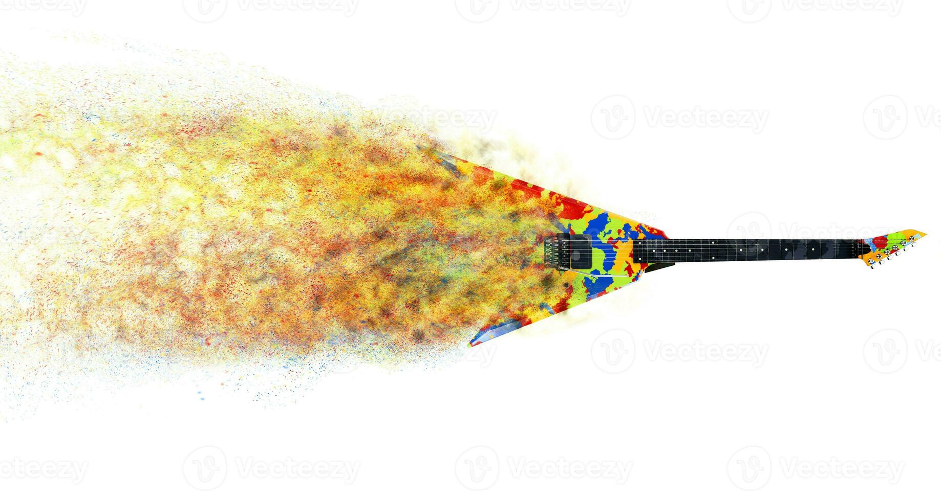 Colorful electric guitar - dust effect photo
