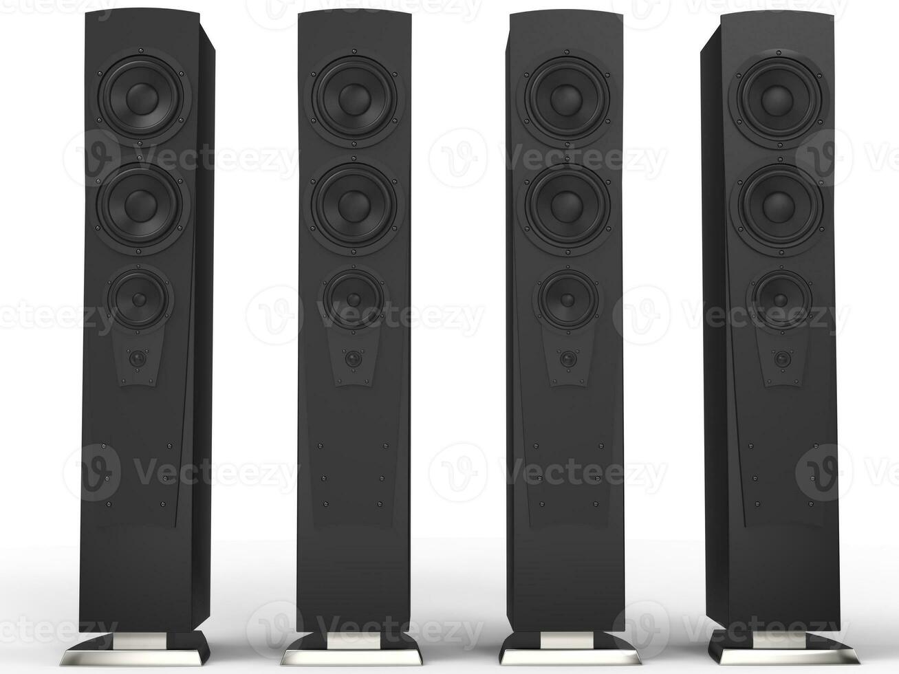 Four high tower powerful music speakers - 3D Illustration photo