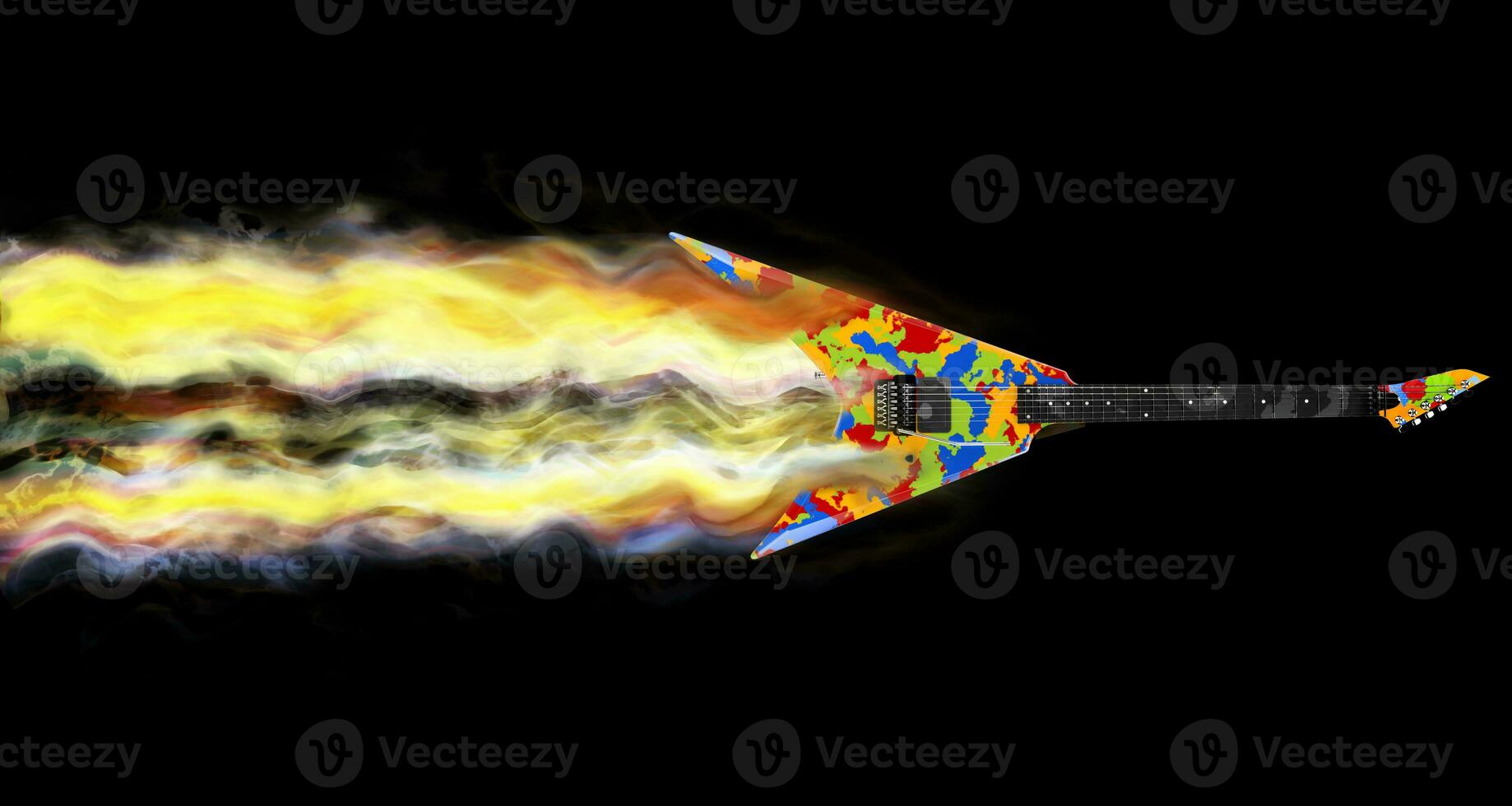 Colorful electric guitar - smoke trails photo