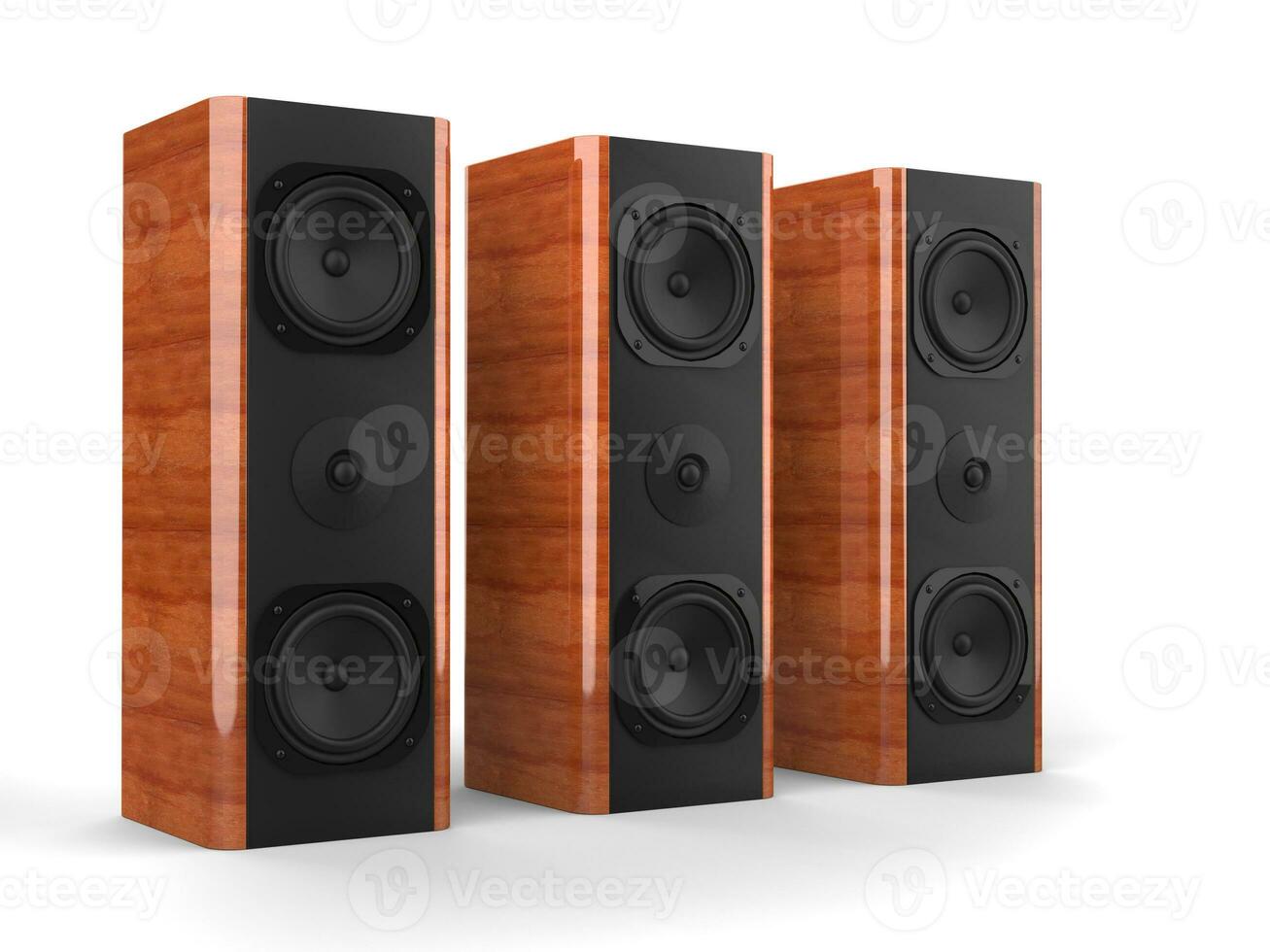 Luxury music speakers with wood side panels - 3D Illustration photo