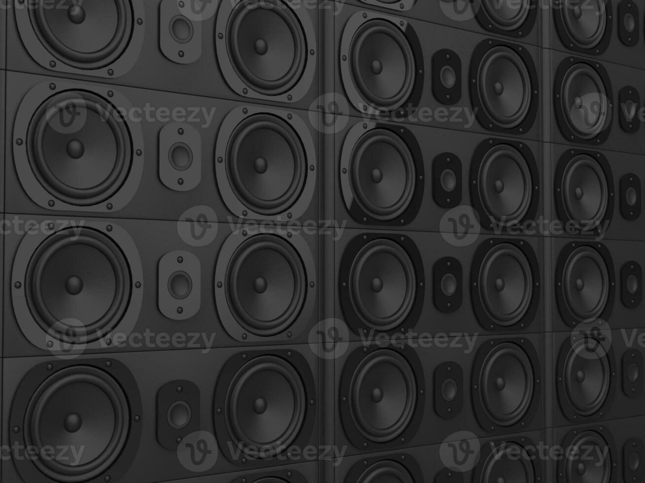 Wall of modern music speakers - matte black photo