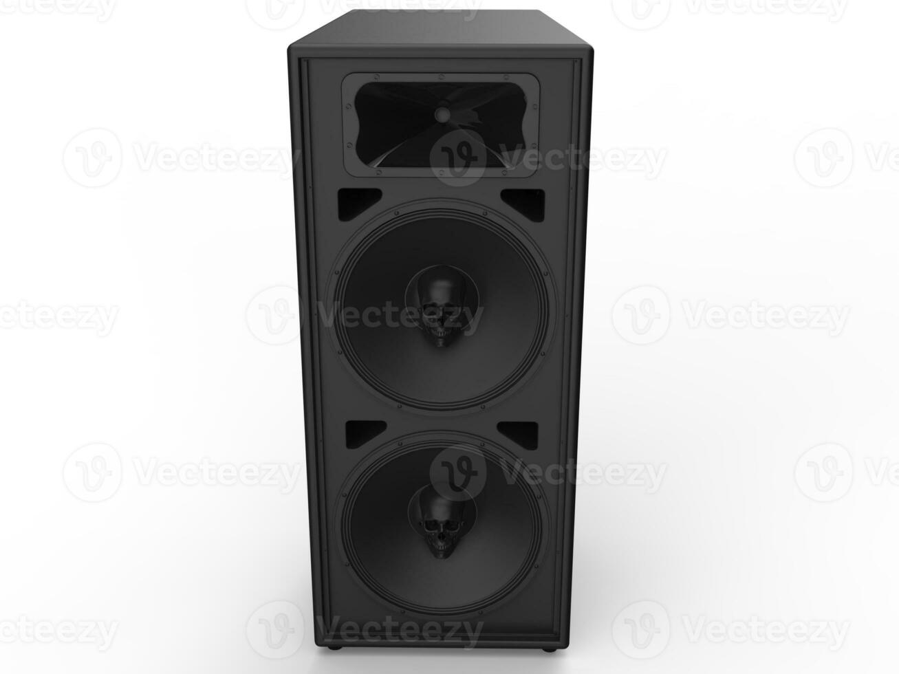 Big tower music loudspeaker with skulls in center photo