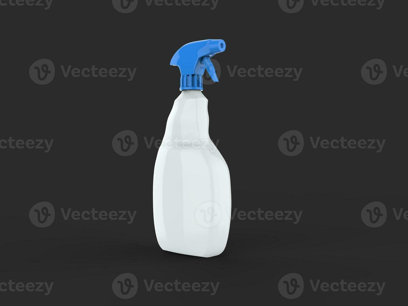 White spray bottle with blue top - dark gray background photo