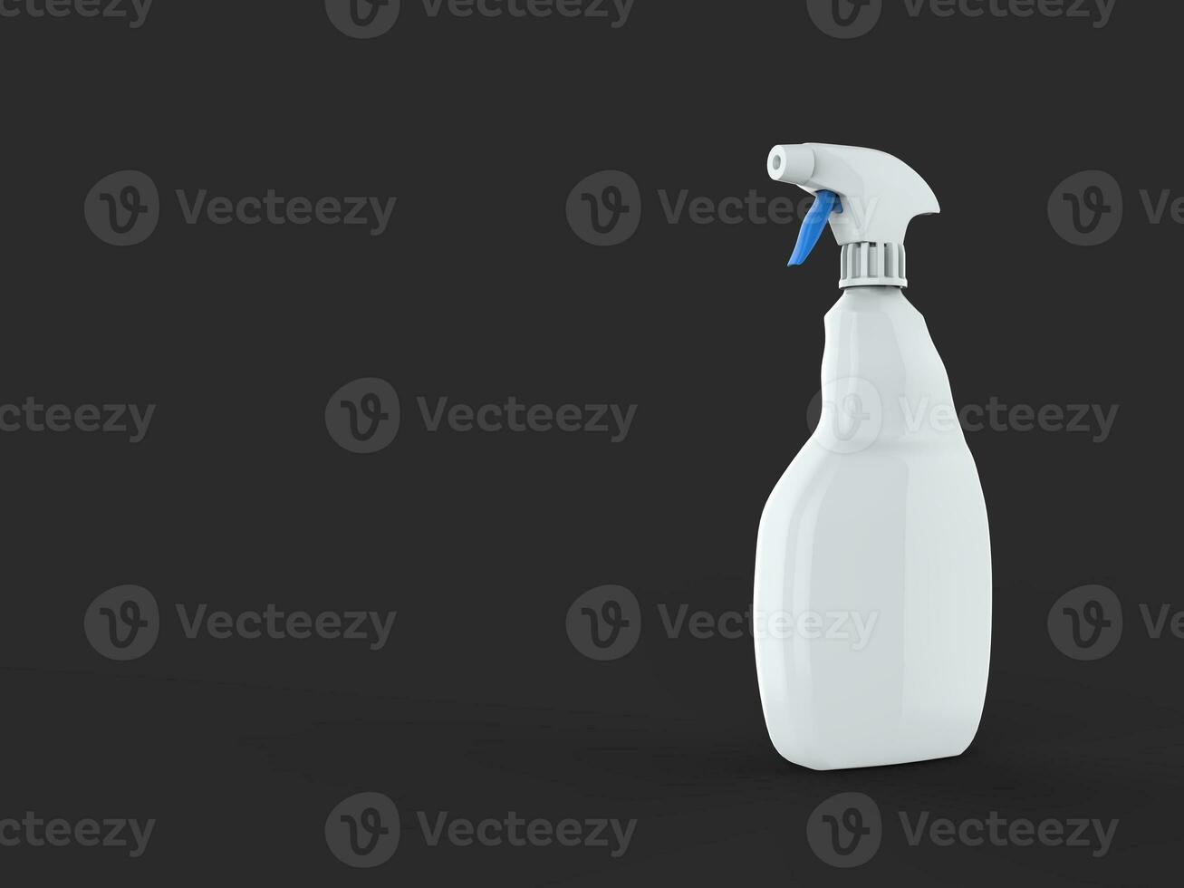 White spray bottle with blue trigger - dark gray background photo