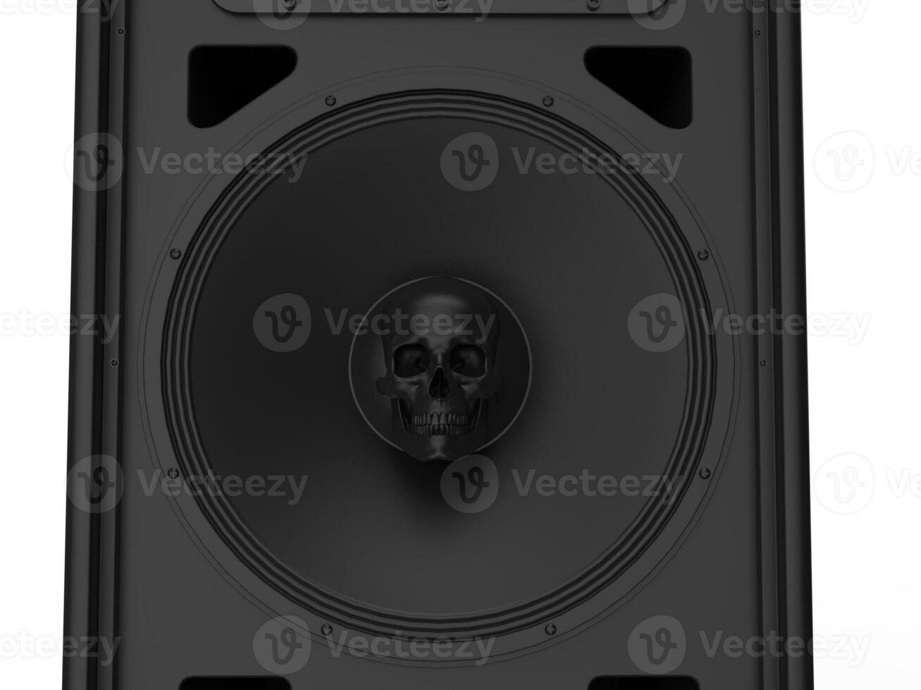 Modern music speaker with skull in the center of it photo