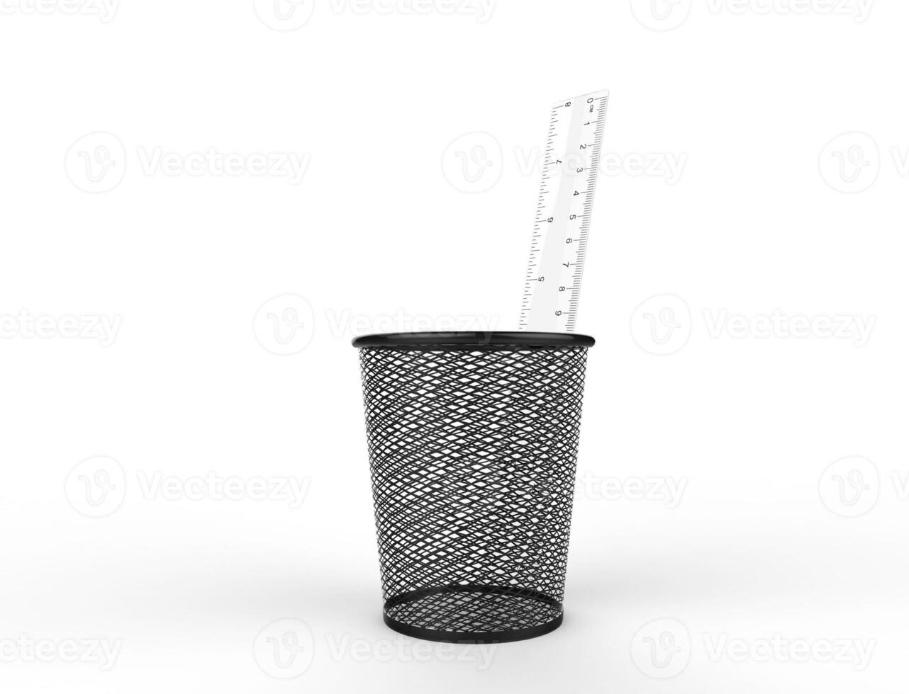 Ruler in small basket - isolated on black background photo