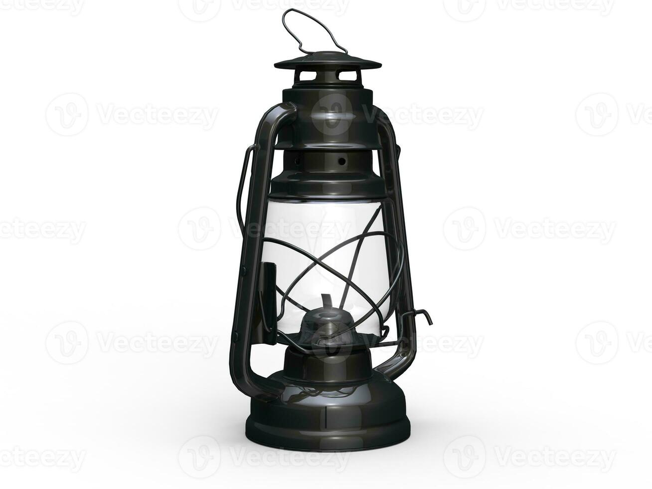 Vintage black oil lantern - studio shot photo