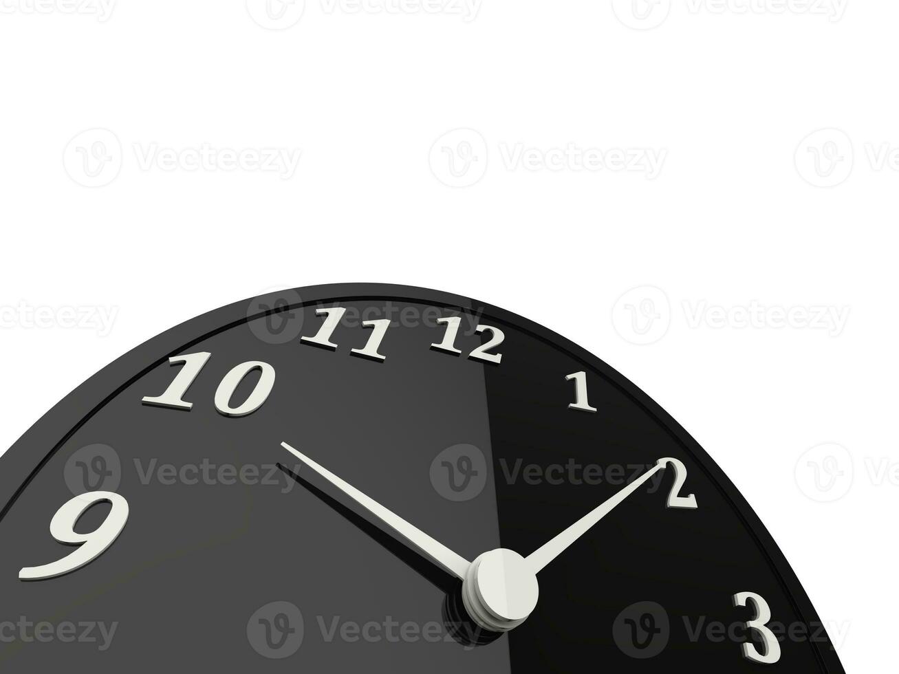 Black clock with white dials and numbers photo