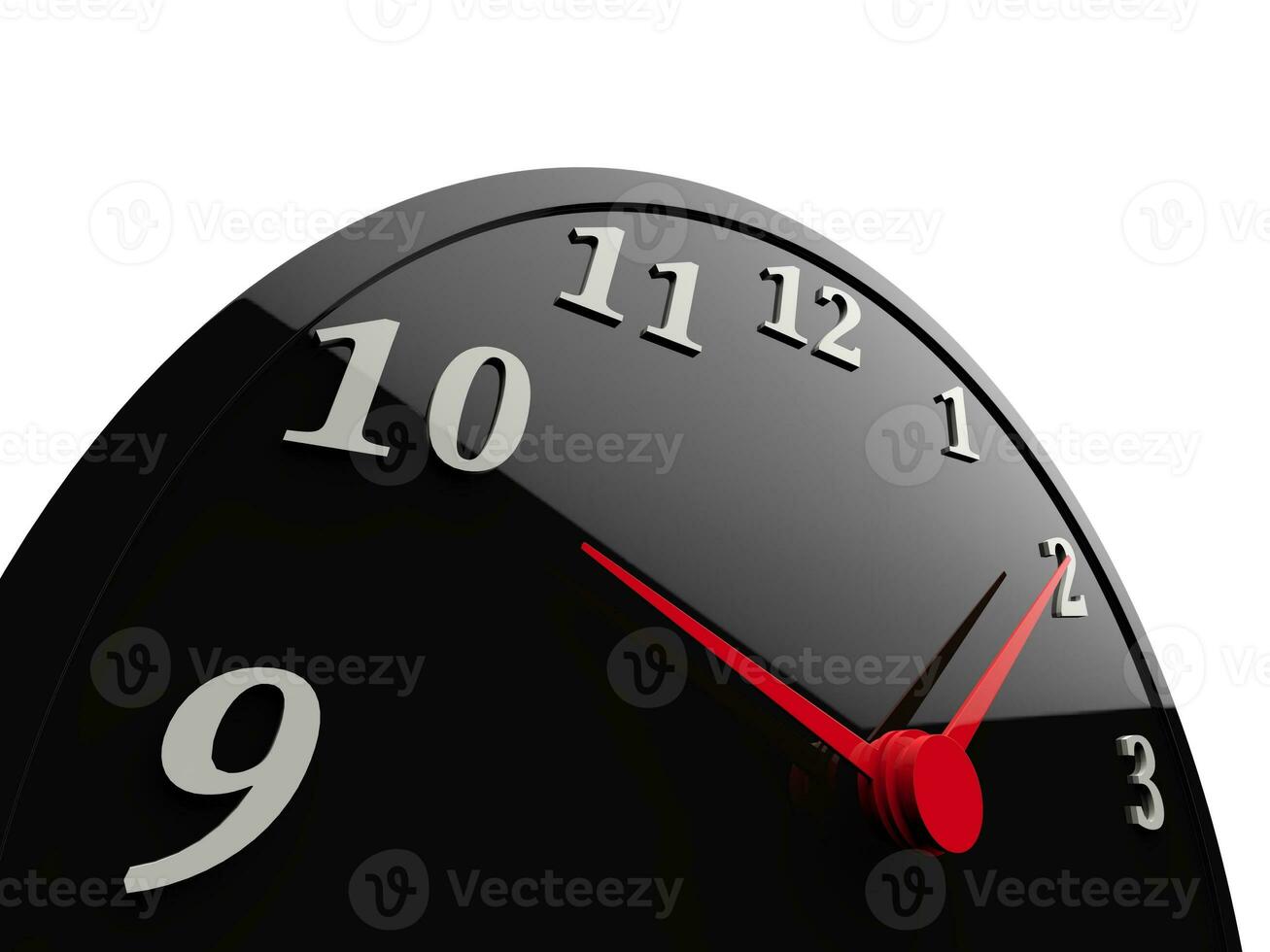 Classic black shiny clock with red dials photo