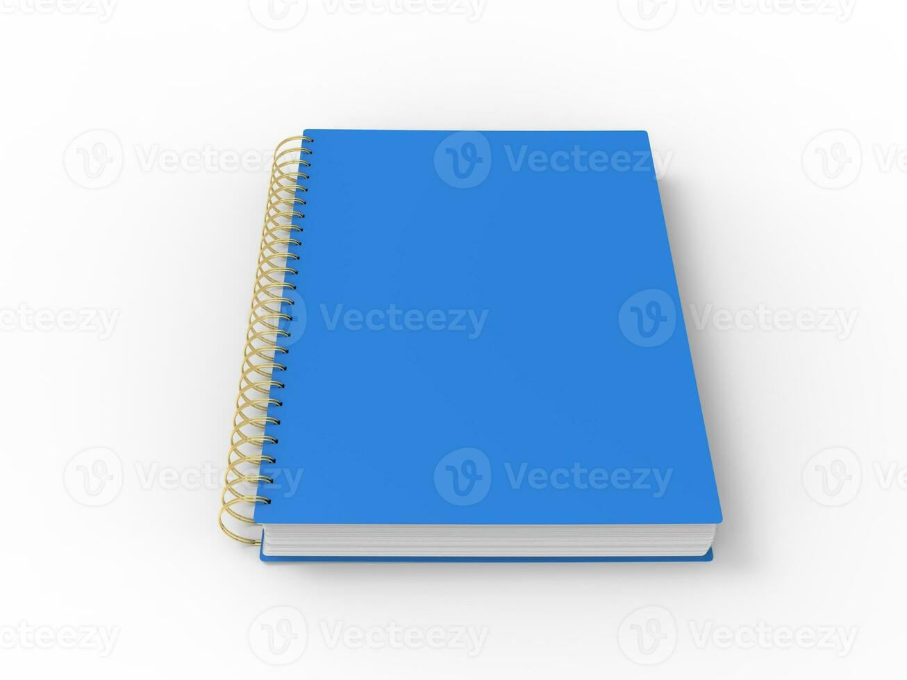 Blue notebook with golden spiral binding photo