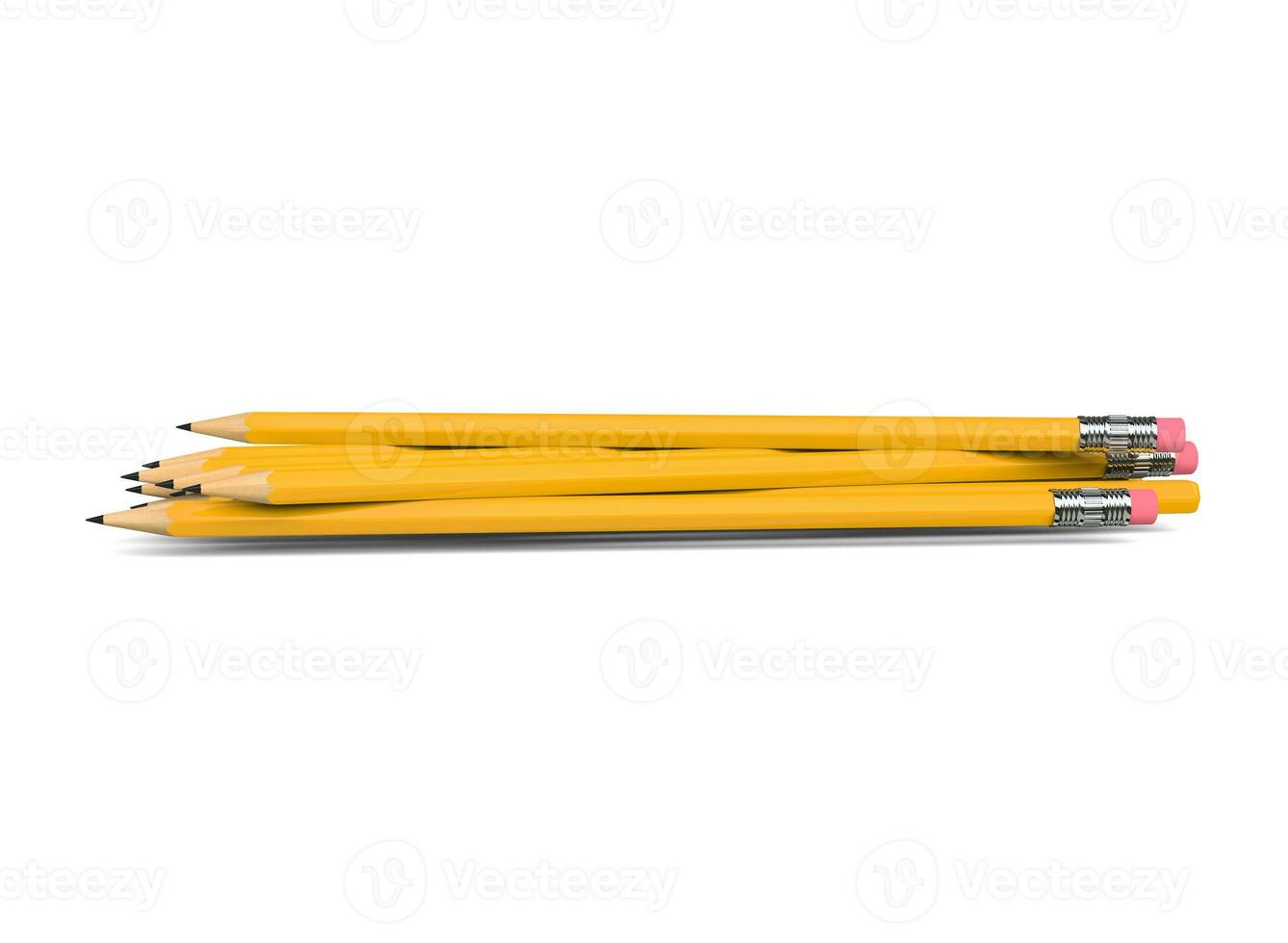 Bunch of pencils, some with erasers, some without - side view photo