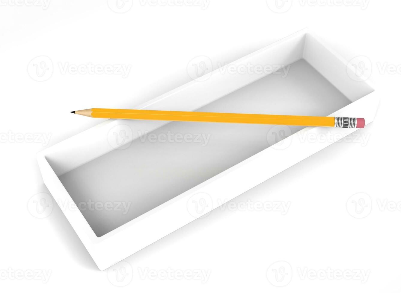 Yellow graphite pencil on top of the empty box photo