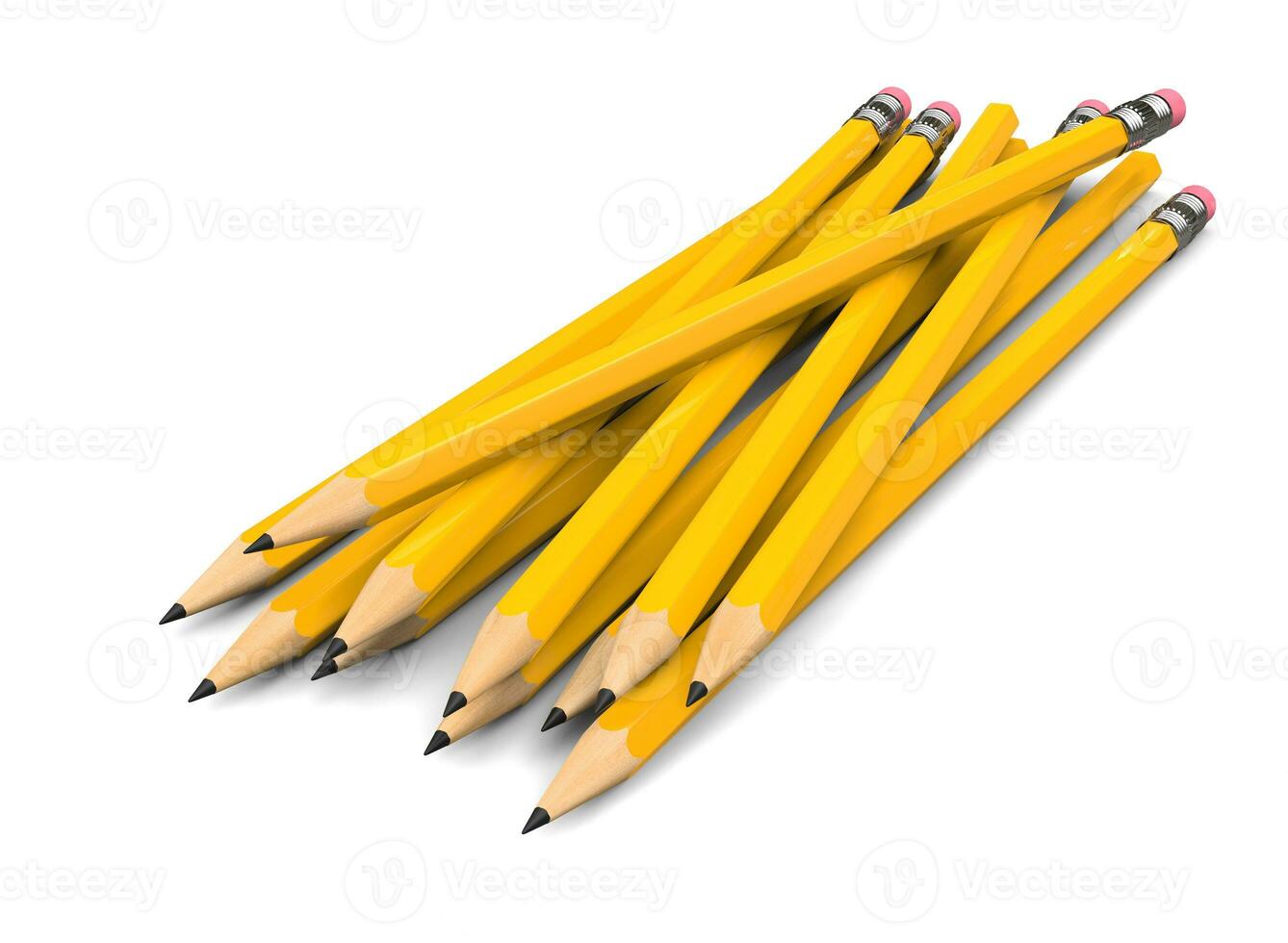 Pack of yellow pencils - some with erasers on the back end photo