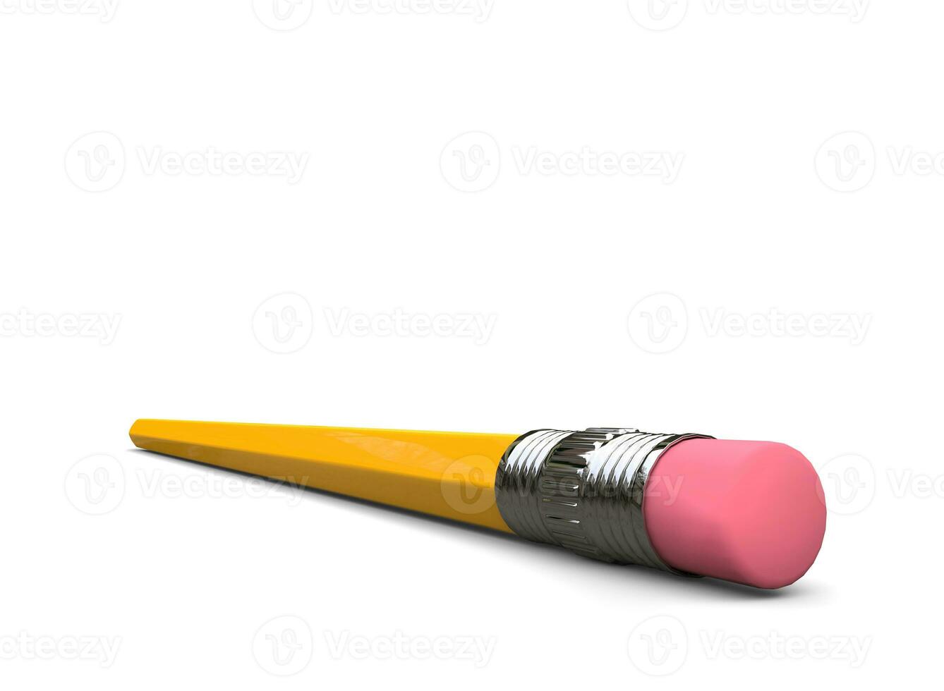 Normal yellow graphite pecil with eraser - closep shot of the eraser photo