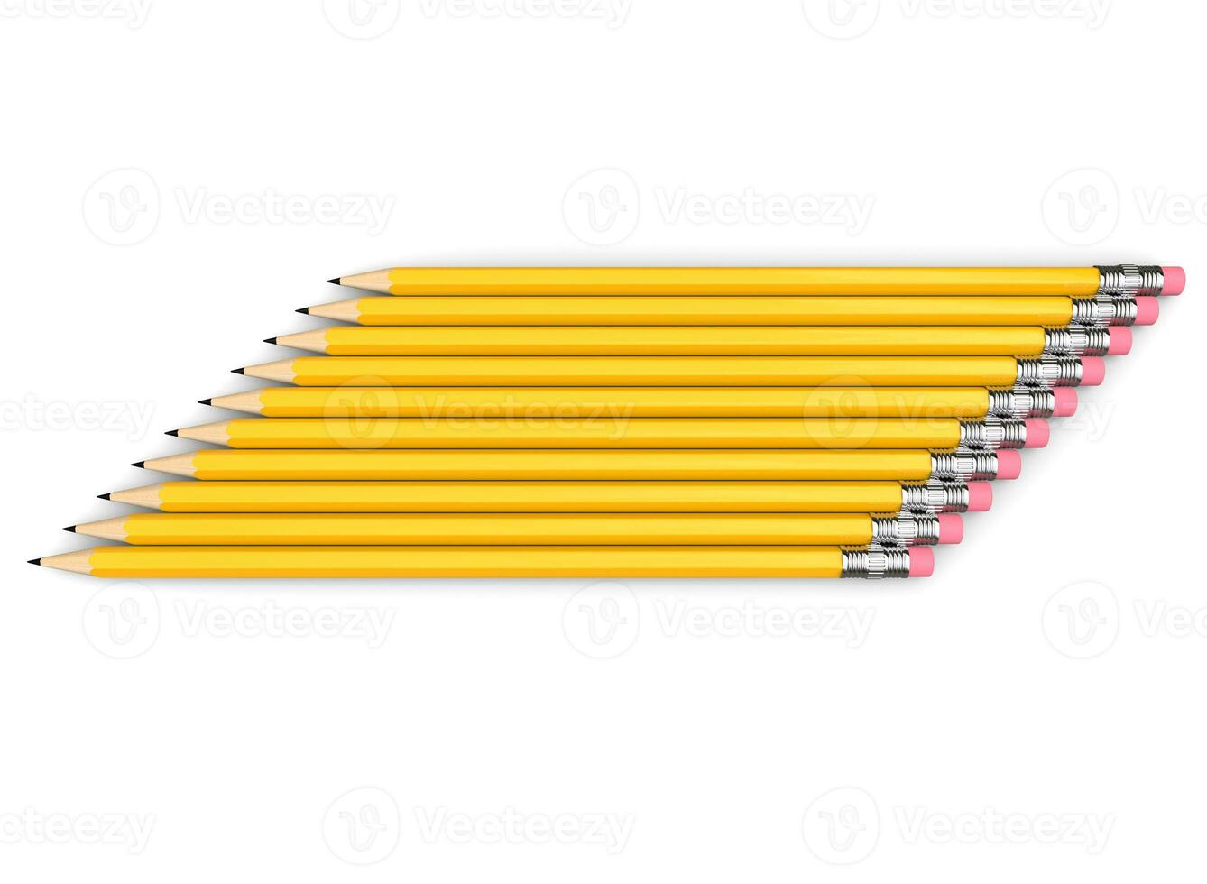 Group of yellow graphite pencils stacked neatly side by side photo