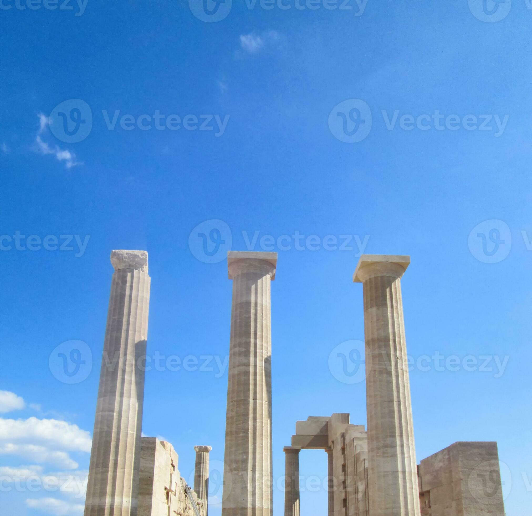 Ancient Greek Columns Lindos, Greece 31202690 Stock Photo at Vecteezy