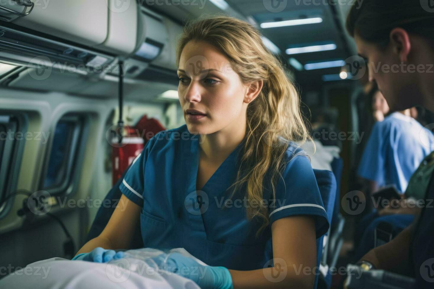 Cabin crew handling a medical emergency onboard photo