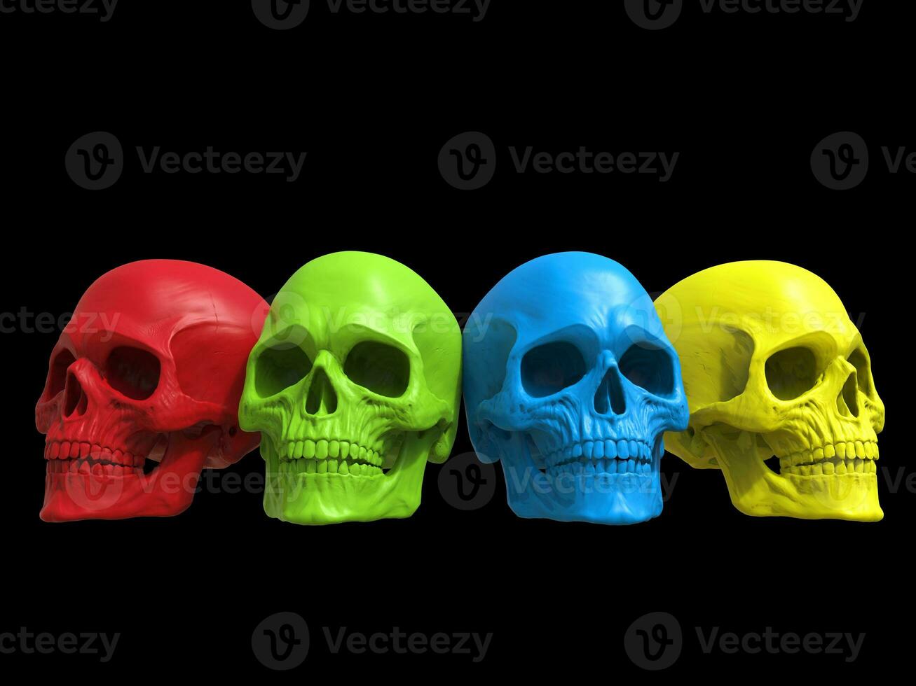 Colorful skulls - 3D Illustration photo