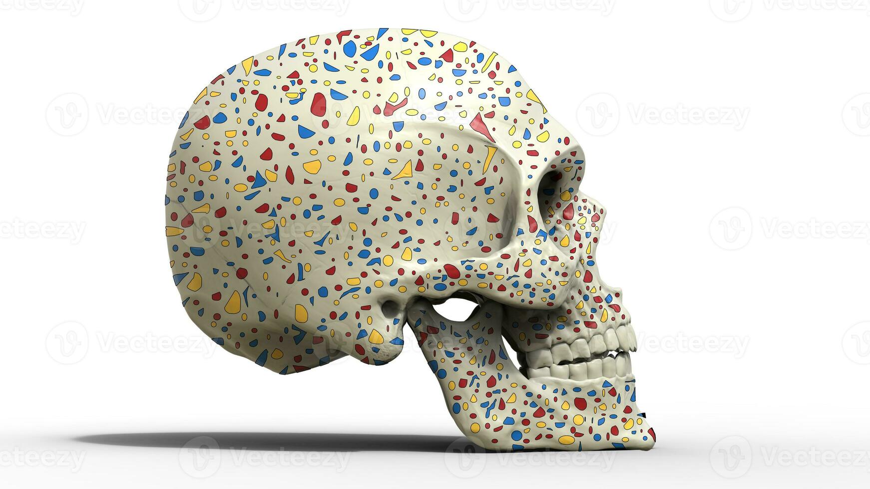 Skull with colorful flakes photo