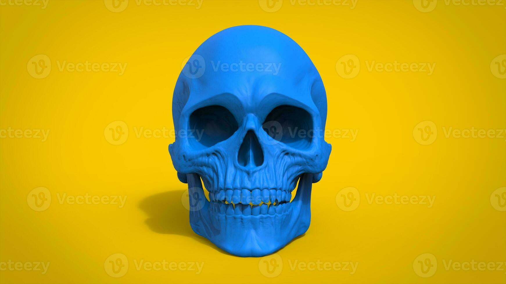 Blue skull  - 3D Illustration photo