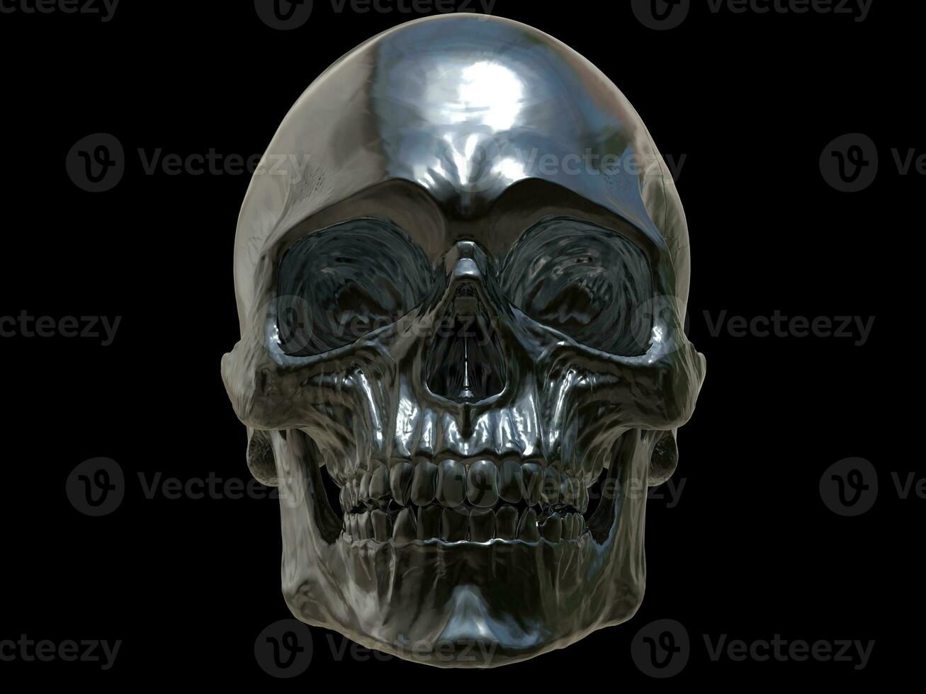 Black metal skull - front view - 3D Illustration photo