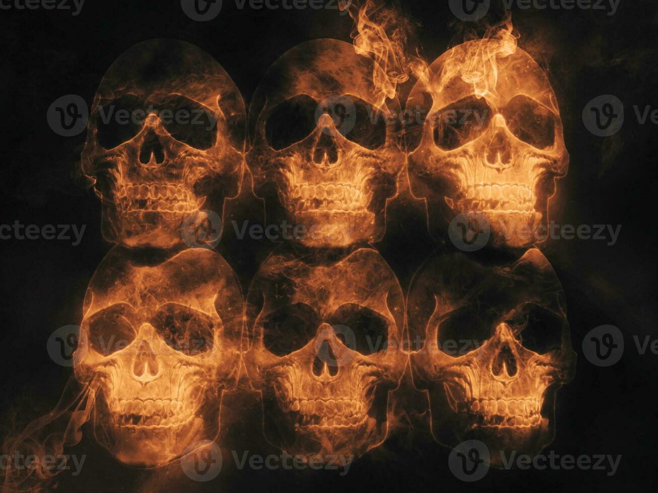 Orange flaming skulls photo