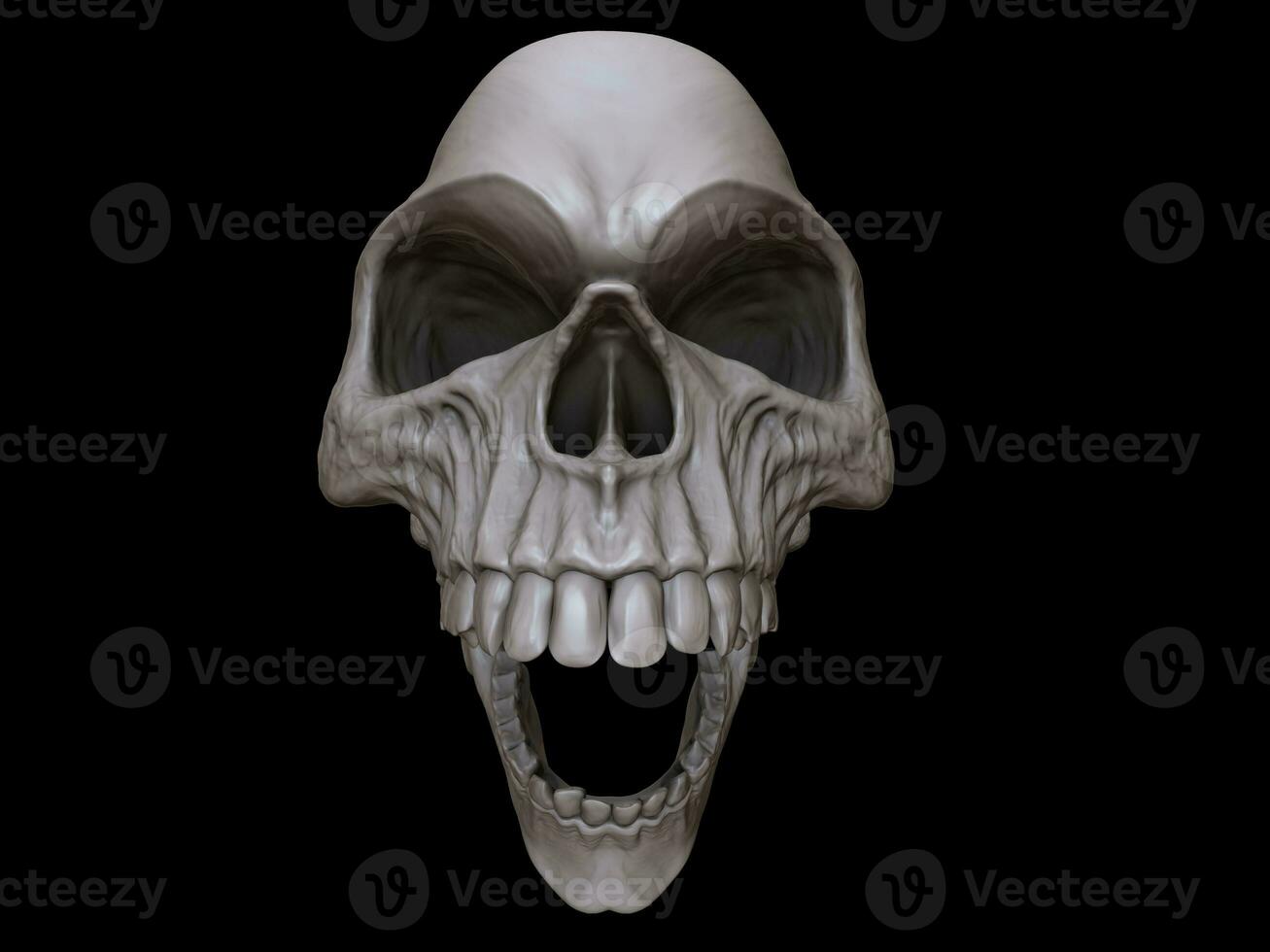 Crazy screaming skull - clay photo