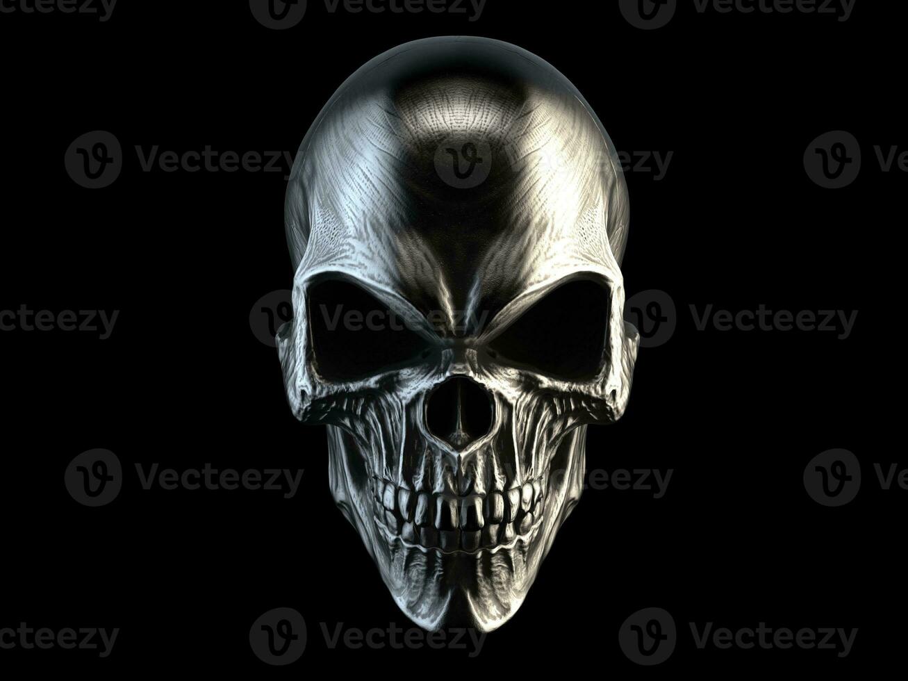 Angry silver skull photo