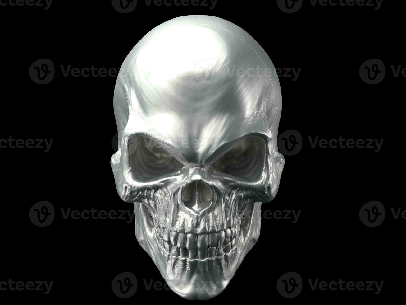 Metallic silver angry skull photo