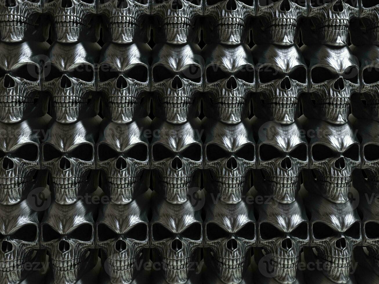 Angry metal skulls - full background photo