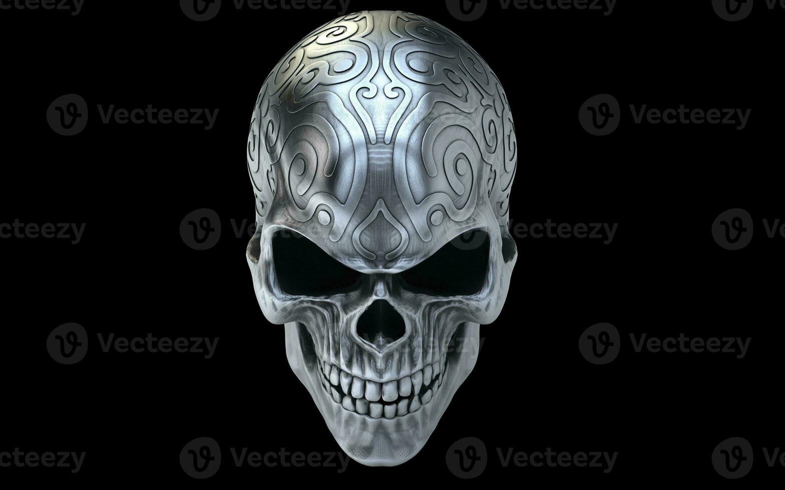 Angry old silver evil skull photo