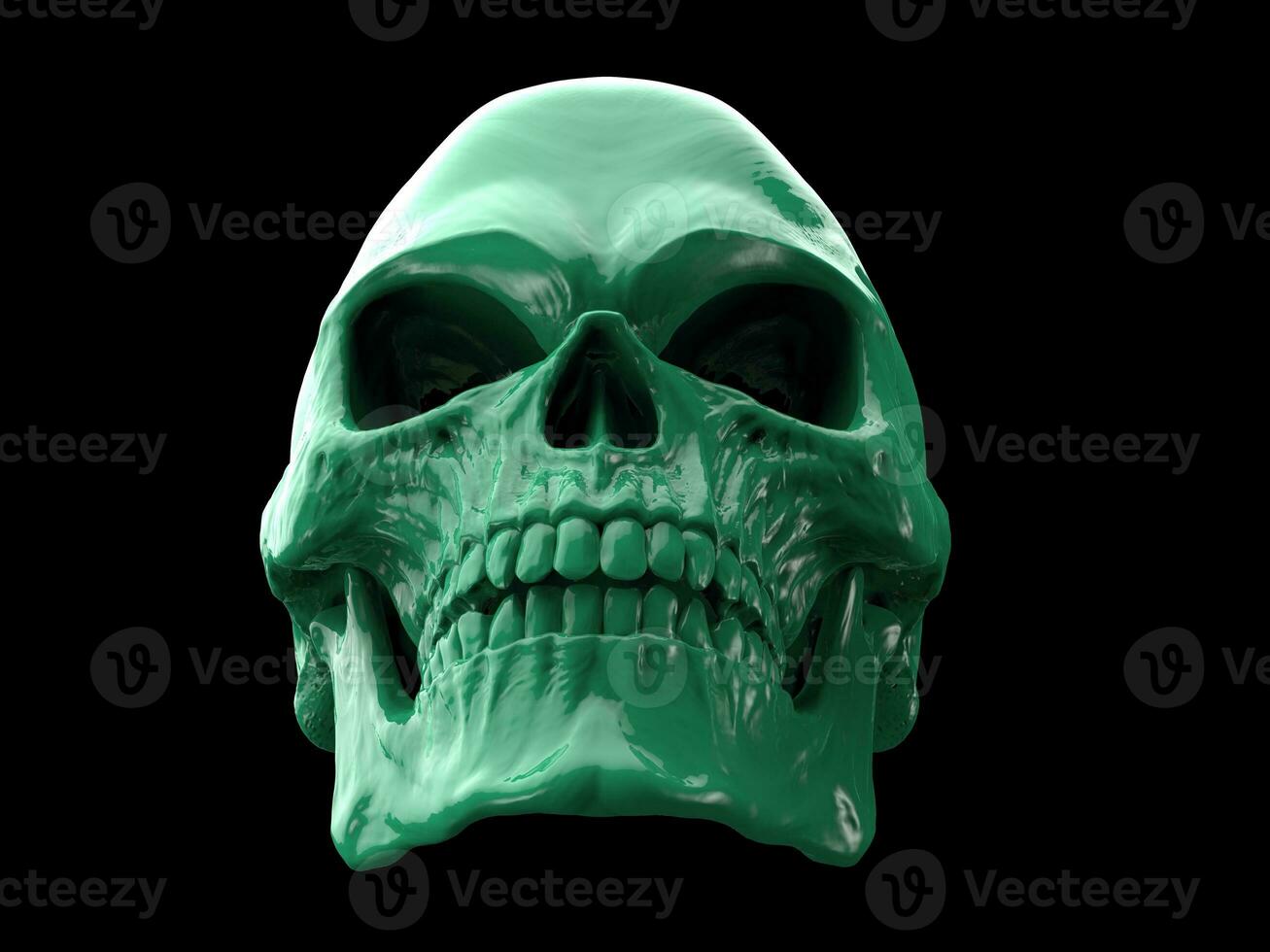Shiny teal skull - low angle shot photo