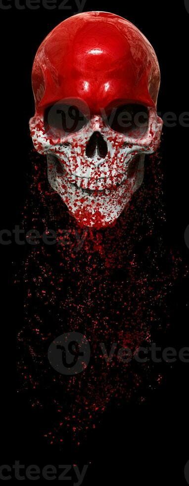 Shiny red metal skull - paint falling off photo