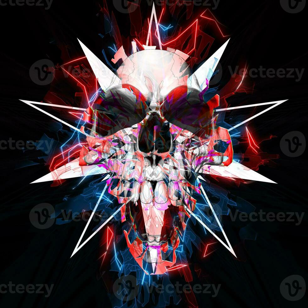 Neo noir punk skull - neon glows photo