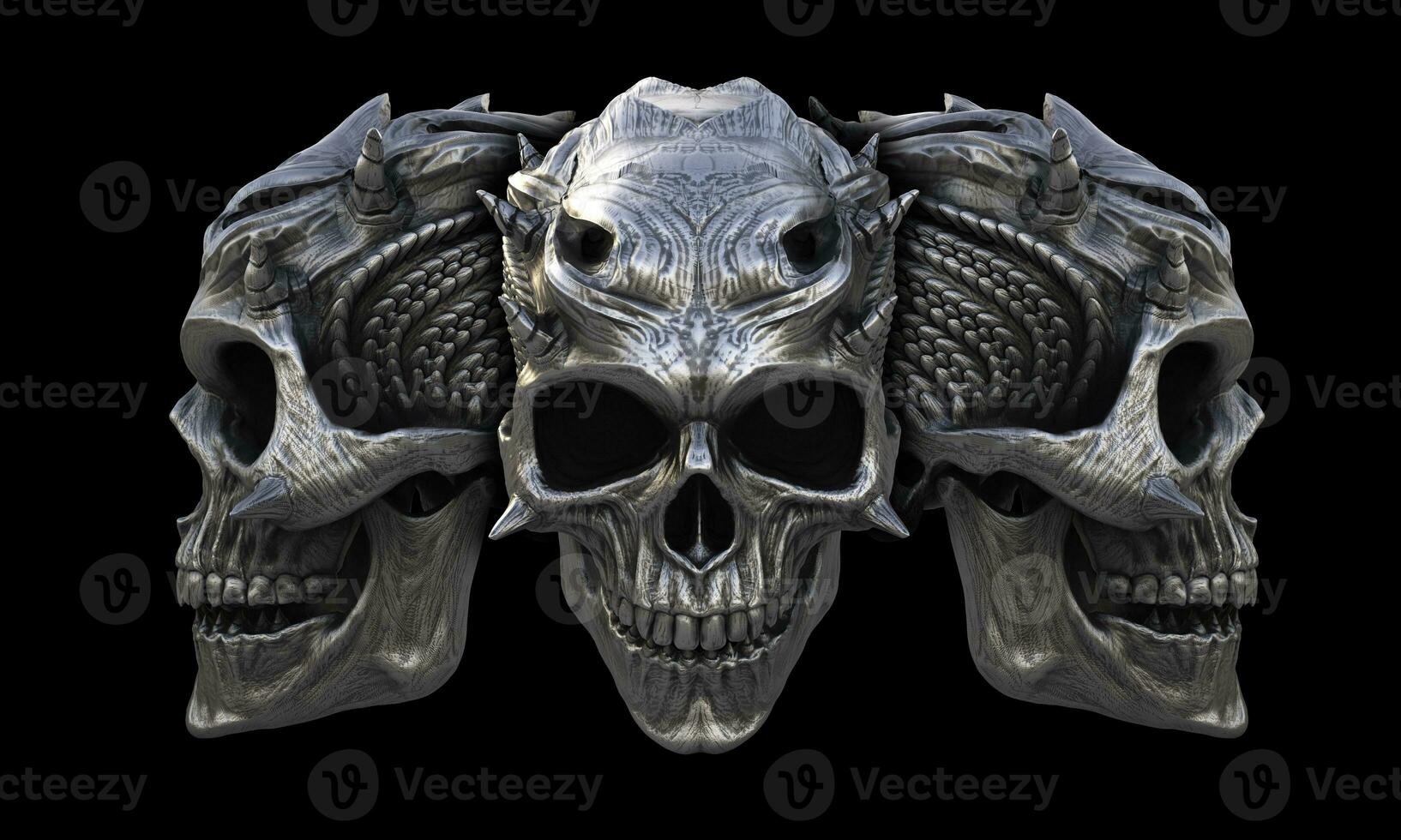 Heavy metal horned demon skulls photo