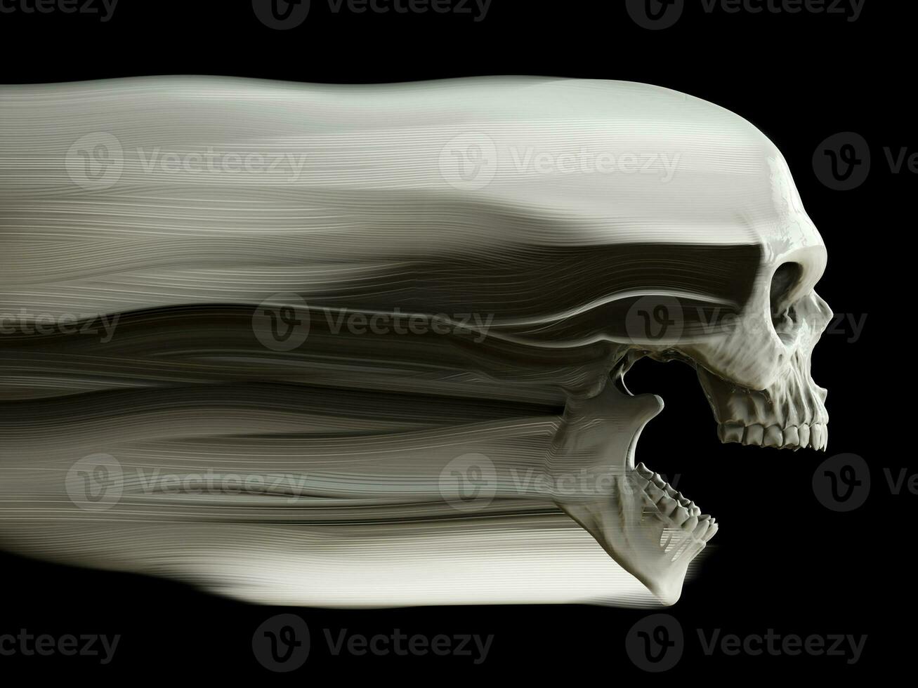 Screaming white skull - motion fade trails photo