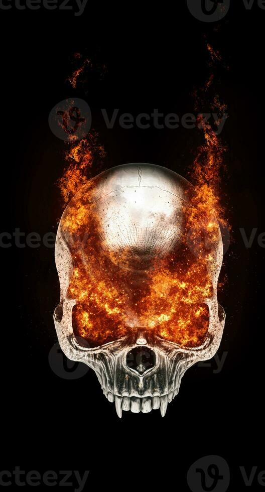 Evil vampire skull - eyes on fire photo