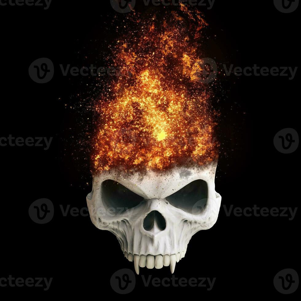 Evil vampire skull on fire photo