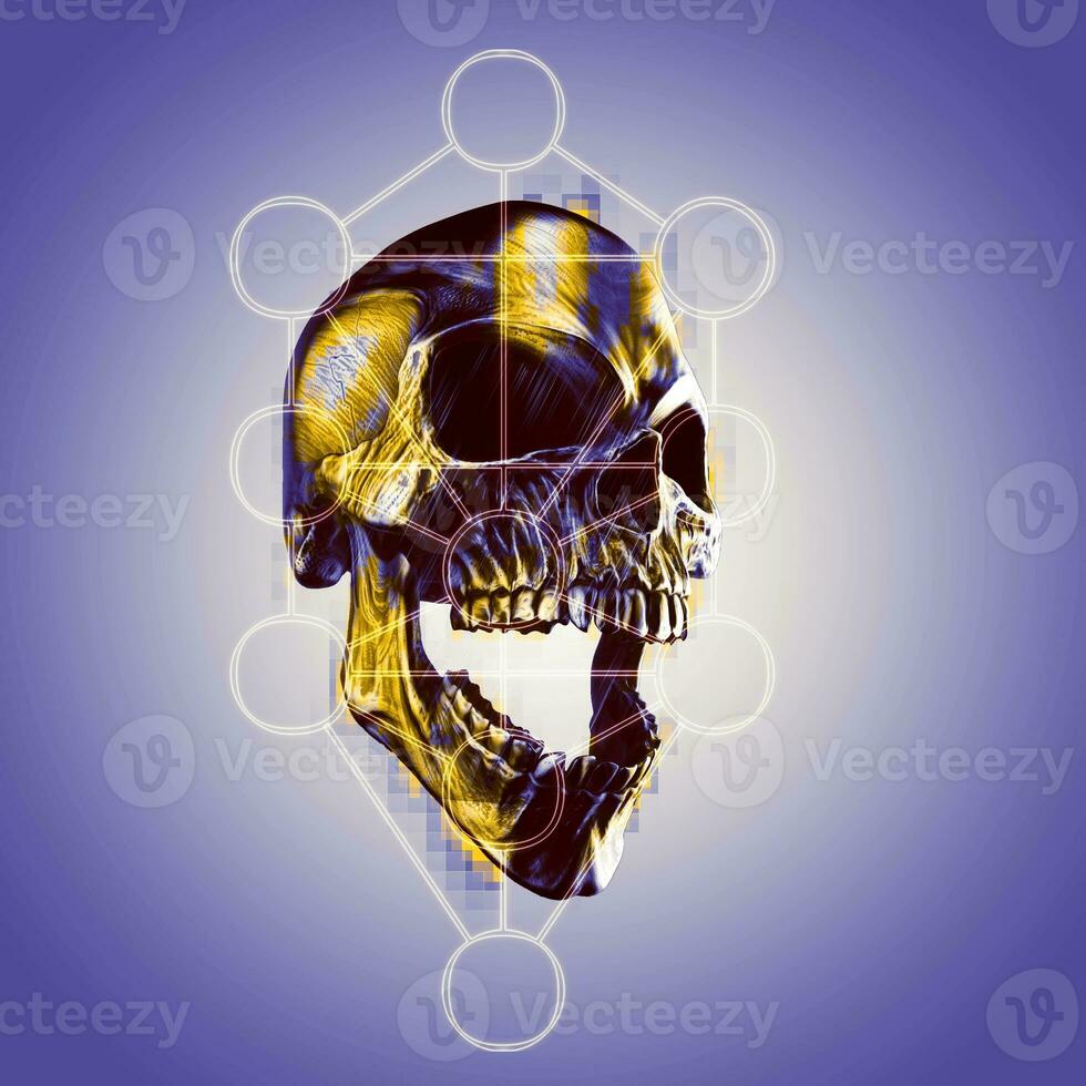 Heavy metal screaming skull - tree of life photo