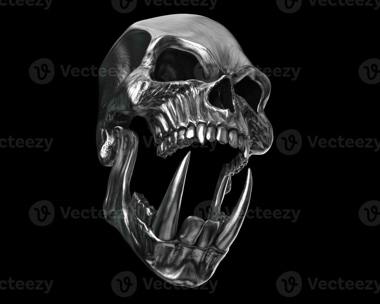 Screaming demon orc heavy metal skull with sharp teeth photo