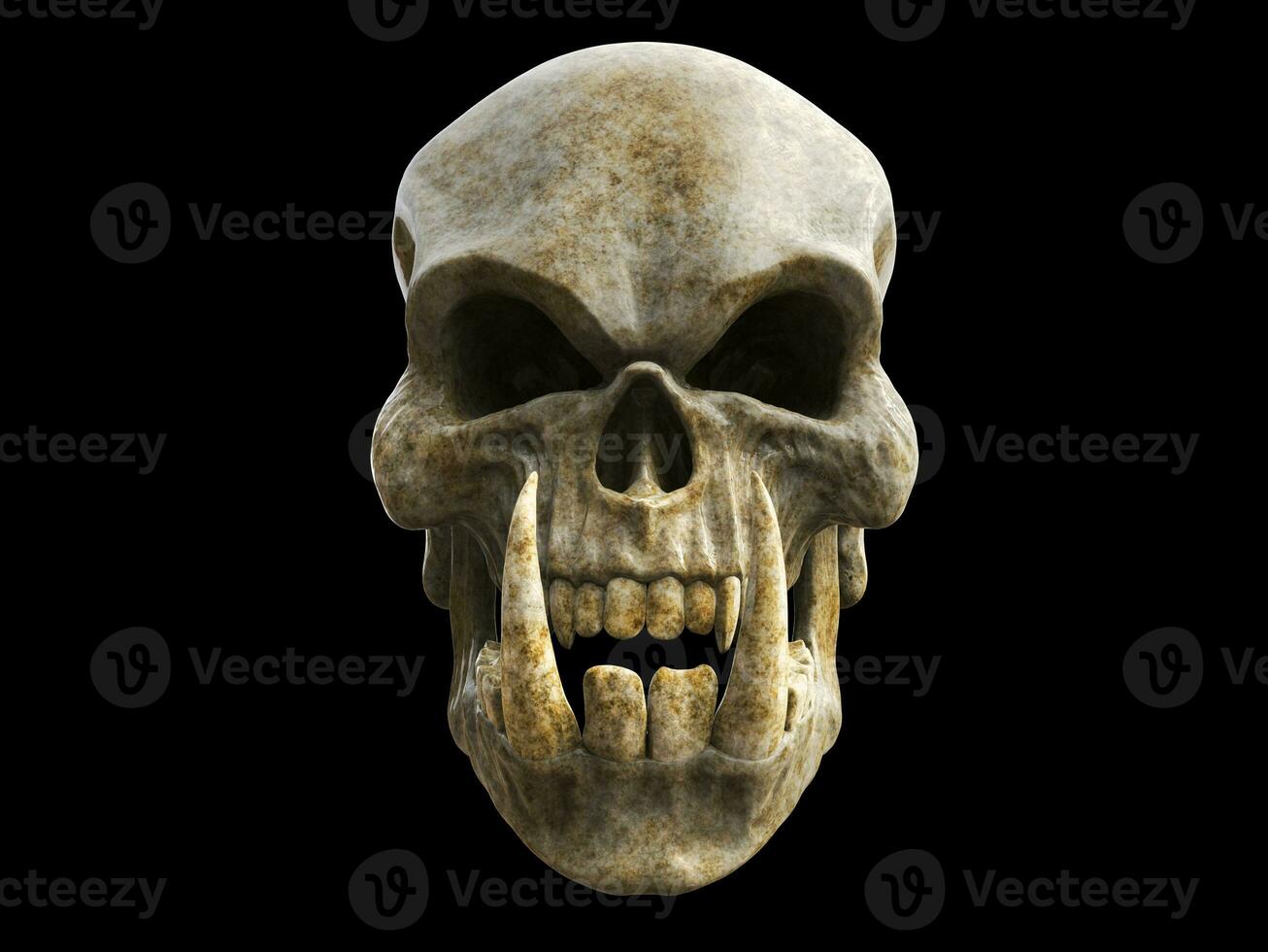 Decaying demon skull with big sharp lower teeth photo