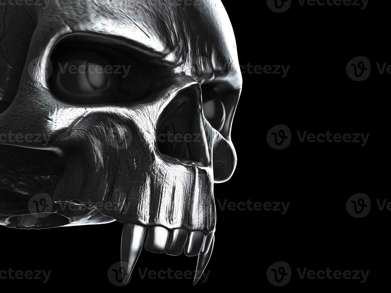 Black metal vampire skull - no lower jaw photo